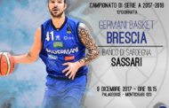 Lega A PosteMobile 2017-18: la capolista Germani Basket Brescia riceve nell'anticipo di sabato la Dinamo Sassari