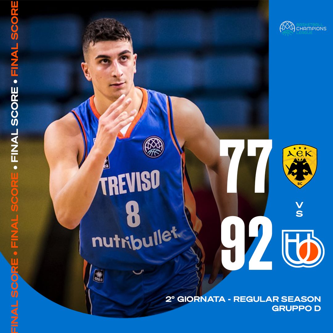 FIBA Basketball CL #Game2 2021-22: Magica NutriBullet Treviso con strepitoso Henry Sims, battuto l'Aek Atene